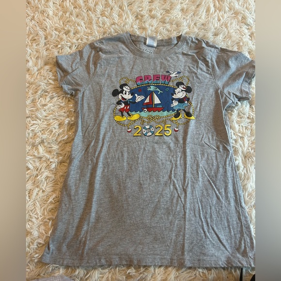 Disney cruise Gray Mickey & Minnie Nautical Crew Tee - Picture 1 of 2
